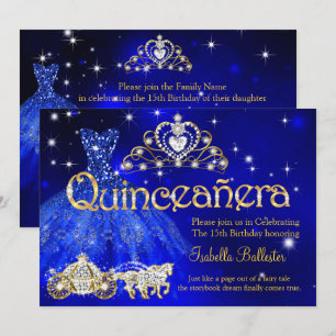 Invitation Quinceanera 15 Anniversaire Robe bleue Tiara Carri