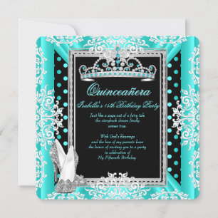 Invitation Quinceanera 15 ans Anniversaire Bleu sarcelle Tach