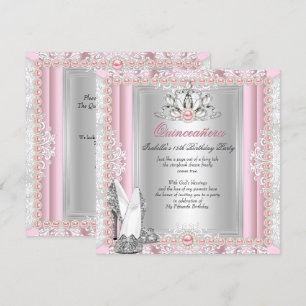 Invitation Quinceanera 15 ans Anniversaire Perle Rose Clair T