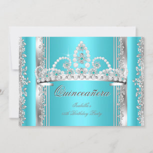 Invitation Quinceanera 15 ans Anniversaire Turquoise Argent D