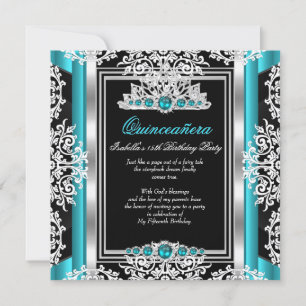 Invitation Quinceanera 15 ans Anniversaire Turquoise Perle Ar
