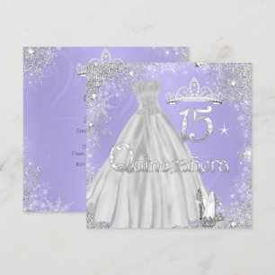 Invitation Quinceañera 15 ans Fête aux flocons de neige lilas