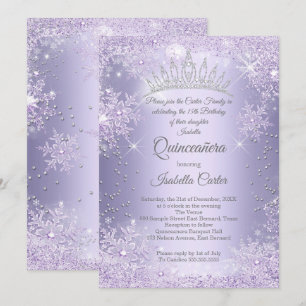 Invitation Quinceanera 15 ans Fleur de lilas pourpre Flocon d