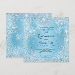 Invitation Quinceañera 15 ans Flocon de neige bleu Anniversai