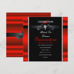 Invitation Quinceañera 15 ans Tenue de soirée Rouge Noir Roya