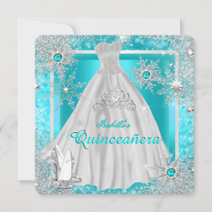 Invitation Quinceañera 15 ans Turquoise Hiver Merveilleux Flo