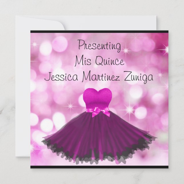Invitation QUINCEANERA 15 Bulles roses noires 2 (Devant)