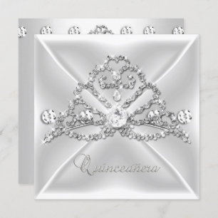 Invitation Quinceanera 15 Tiara Silver White Diamond 2