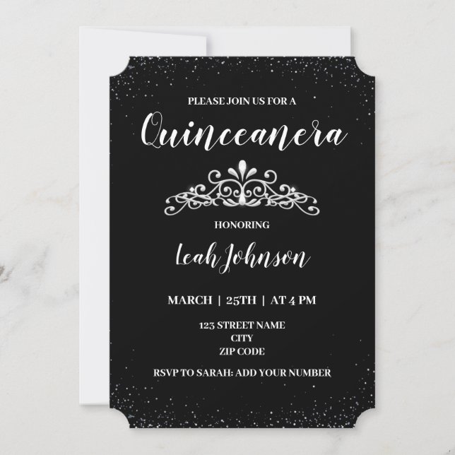 Invitation Quinceanera 15e anniversaire (Devant)