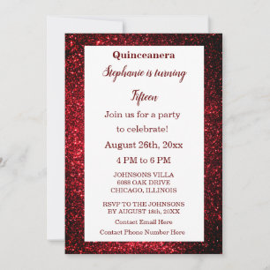 Invitation Quinceanera 15e anniversaire Bourgogne Parties sci