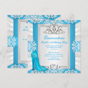 Invitation Quinceanera 15e Anniversaire Cendrillon Talon Bleu