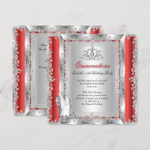 Invitation Quinceanera 15e anniversaire Chaussures d'argent r