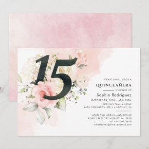 Invitation Quinceanera 15e anniversaire de la verdure florale
