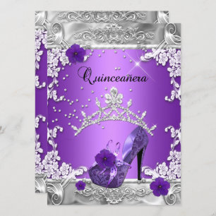 Invitation Quinceanera 15e anniversaire fête Purple Silver