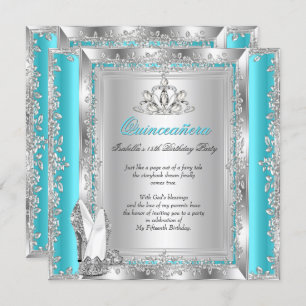 Invitation Quinceanera 15e anniversaire fête Turquoise chauss