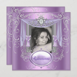 Invitation Quinceanera 15e anniversaire Lilac rose Silver Sta