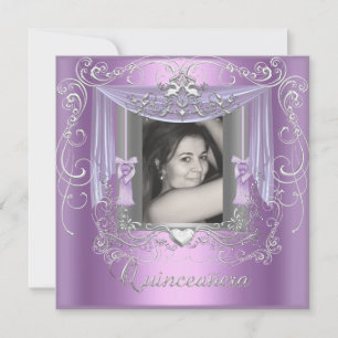 Invitation Quinceanera 15e anniversaire Lilac rose Silver Sta
