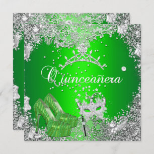 Invitation Quinceanera 15e Anniversaire Lime Masque d'argent