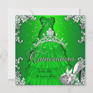 Invitation Quinceanera 15e Anniversaire Lime robe verte Gown