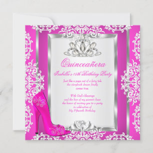 Invitation Quinceanera 15e anniversaire Magical Hot Rose Chau