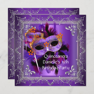 Invitation Quinceanera 15e anniversaire Masquerade Masque Mas