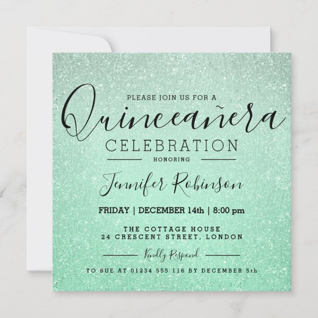 Invitation Quinceanera 15e anniversaire Monnaie Parties scint (Devant)