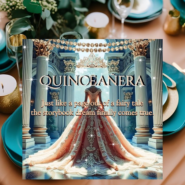 Invitation Quinceanera 15e Anniversaire Palais Pêche Sarcelle (Créateur téléchargé)