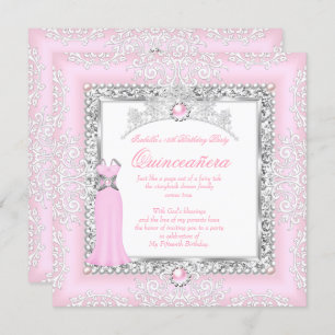 Invitation Quinceanera 15e anniversaire Pearl Lace rose clair