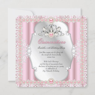 Invitation Quinceanera 15e anniversaire Pearl Pink Argent 2