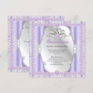 Invitation Quinceanera 15e anniversaire Pearl Purple Argent