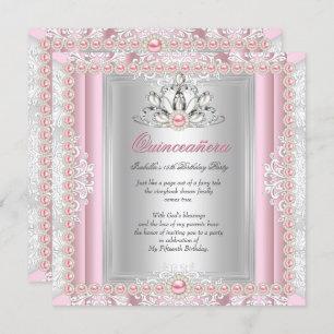 Invitation Quinceanera 15e anniversaire Pearl rose clair