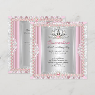 Invitation Quinceanera 15e Anniversaire Perle Rose Clair
