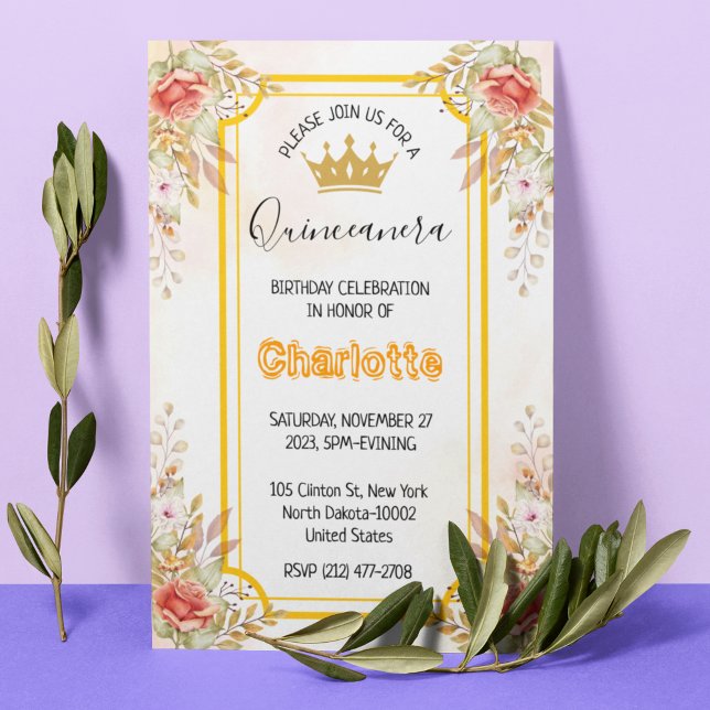 Invitation Quinceanera 15e anniversaire pour fille espagnole (Créateur téléchargé)