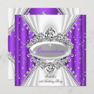 Invitation Quinceanera 15e anniversaire Princesse Purple Tiar