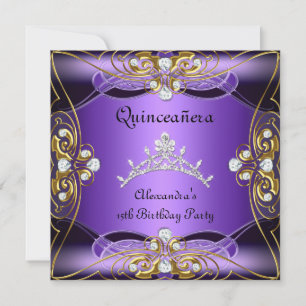 Invitation Quinceanera 15e anniversaire Purple Black Silver G