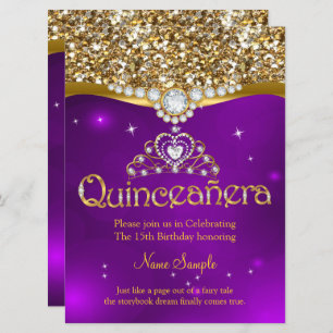 Invitation Quinceanera 15e anniversaire Purple Parties scinti
