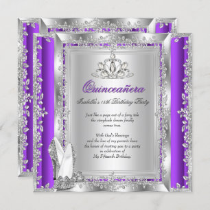 Invitation Quinceanera 15e anniversaire Purple Silver Chaussu