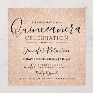 Invitation Quinceanera 15e anniversaire Rose peinture Parties