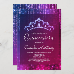 Invitation Quinceanera 15e anniversaire violet avec Tiara