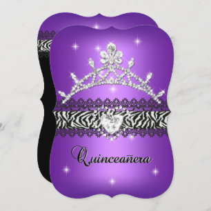 Invitation Quinceanera 15e anniversaire Zebra Purple Black 2