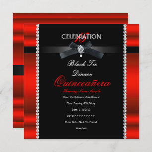 Invitation Quinceanera 15e Cravate noire Regal Red Black Part