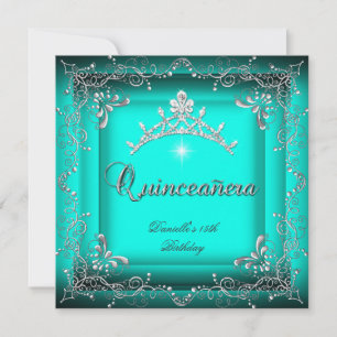 Invitation Quinceanera 15e fête d'anniversaire Blue Tiara Arg