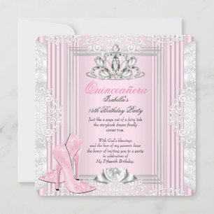 Invitation Quinceanera 15e fête d'anniversaire Chaussures ros
