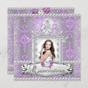 Invitation Quinceanera 15e fête d'anniversaire Damask Lilac P