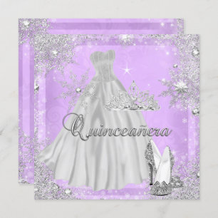Invitation Quinceanera 15e fête d'anniversaire d'argent Lilac
