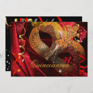 Invitation Quinceanera 15e fête d'anniversaire Masque rouge n
