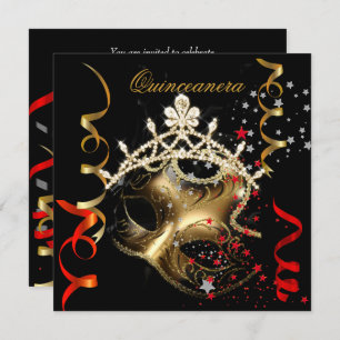 Invitation Quinceanera 15e fête d'anniversaire Masque rouge n