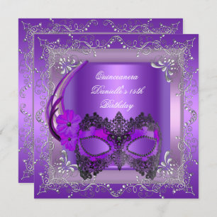 Invitation Quinceanera 15e fête d'anniversaire Masquerade vio