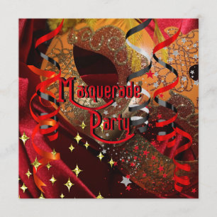 Invitation Quinceanera 15e fête masquée Masque rouge noir