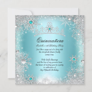 Invitation Quinceanera 15e Hiver Merveilleux Argent Bleu 2
